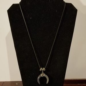 Gemstone And Pave Crystal Horn Necklace